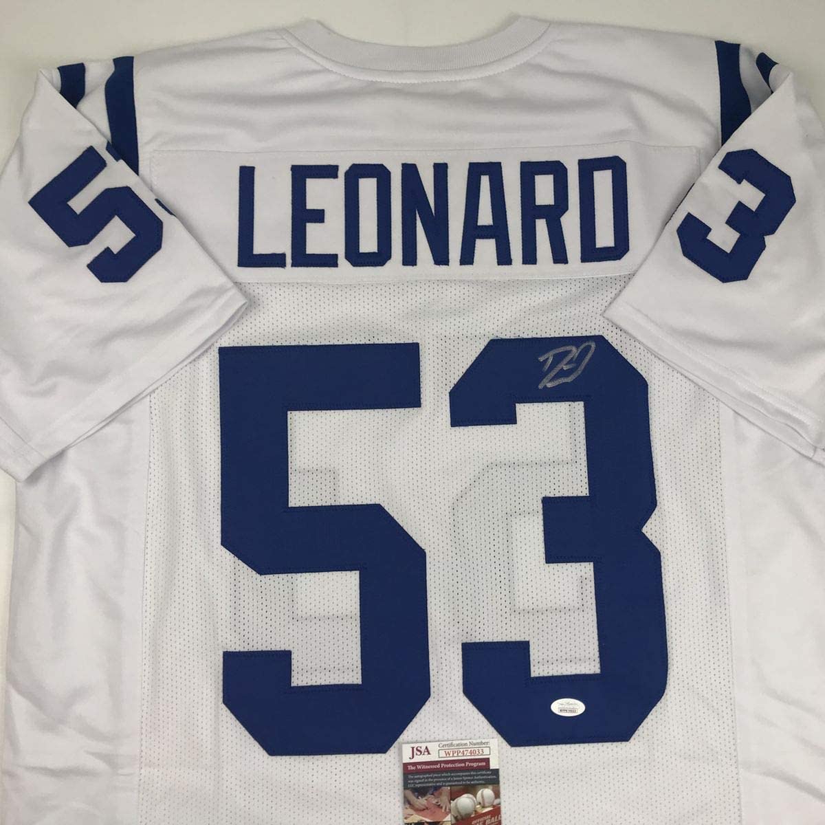 Autographed/Signed Darius Shaquille Leonard Indianapolis White Football Jersey JSA COA