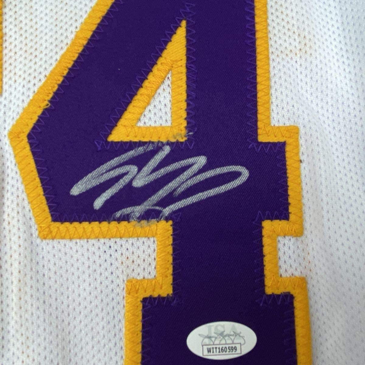 Framed Autographed/Signed Shaquille Shaq O'Neal 35x39 Los Angeles LA White Basketball Jersey JSA COA