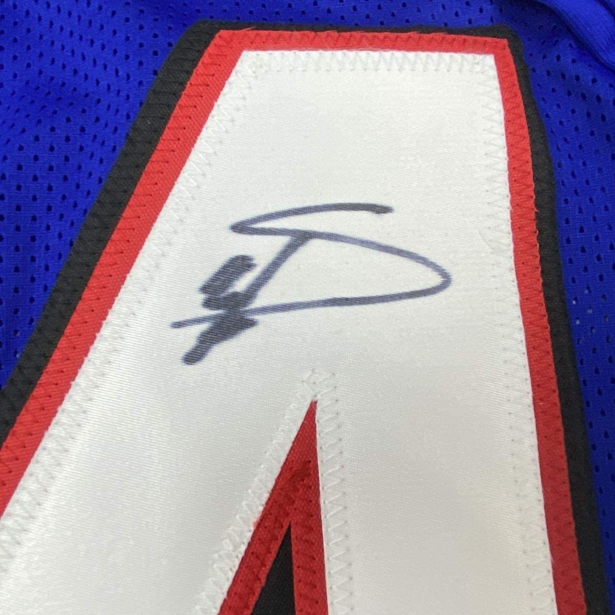 Framed Autographed/Signed Stefon Diggs 35x39 Buffalo Blue Football Jersey Beckett BAS COA