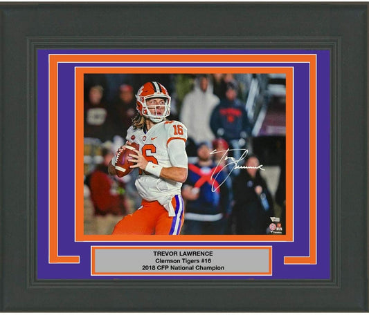 Framed Autographed/Signed Trevor Lawrence Clemson Tigers 16x20 College Football Photo Fanatics COA