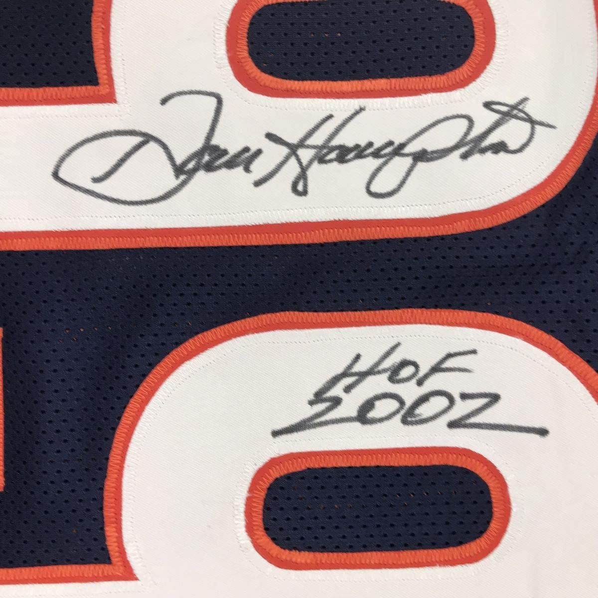 Autographed/Signed Dan Hampton HOF 2002 Chicago Blue Football Jersey Beckett BAS COA