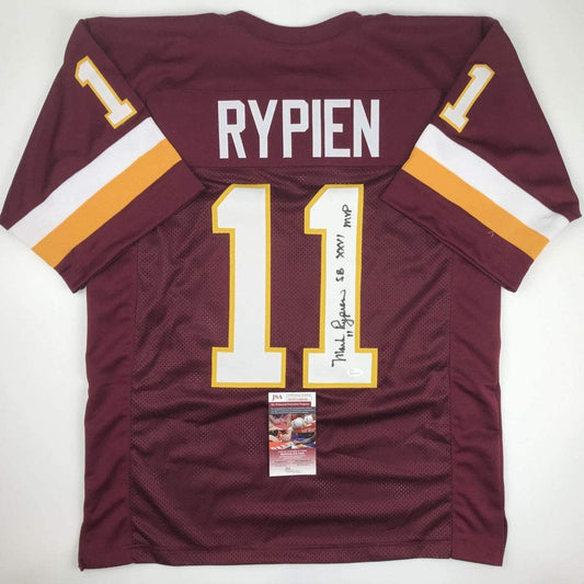 Autographed/Signed Mark Rypien SB XXVI MVP Washington Burgundy Football Jersey JSA COA