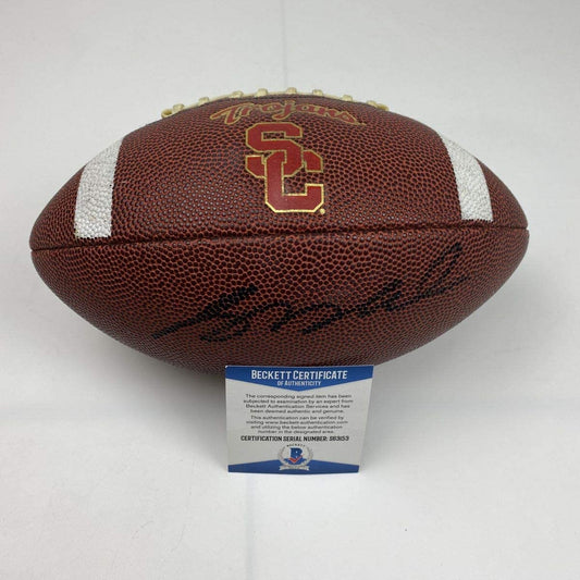 Autographed/Signed Sam Darnold USC Trojans Mini College Logo Football Beckett BAS COA