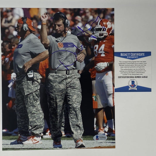 Autographed/Signed Dabo Swinney Clemson Tigers 8x10 College Football Photo Beckett BAS COA