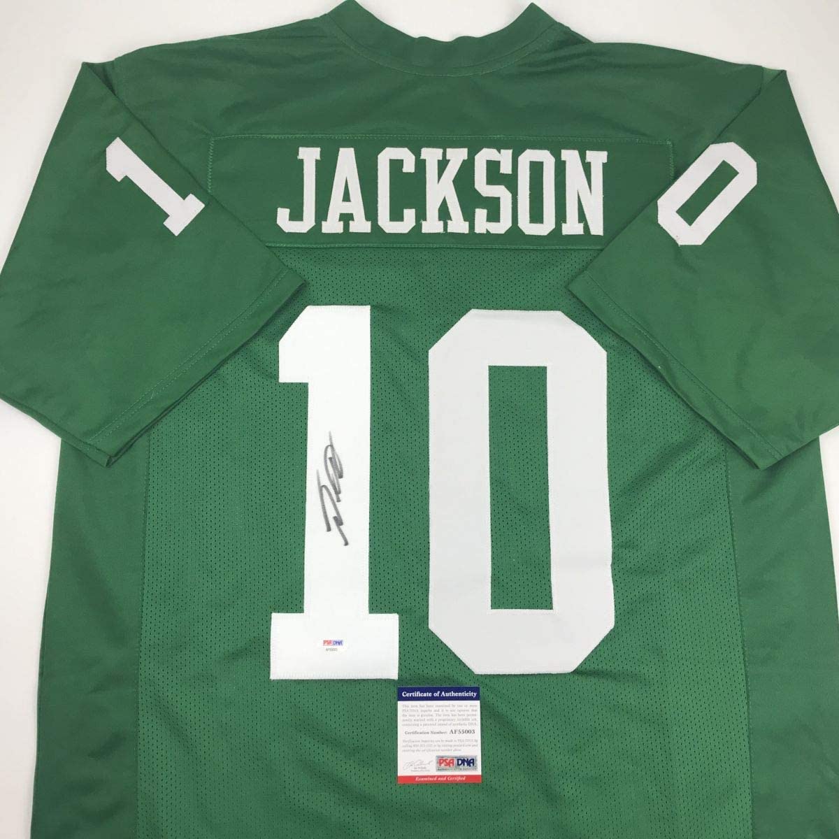 Autographed/Signed DeSean Jackson Philadelphia Kelly Green Football Jersey PSA/DNA COA