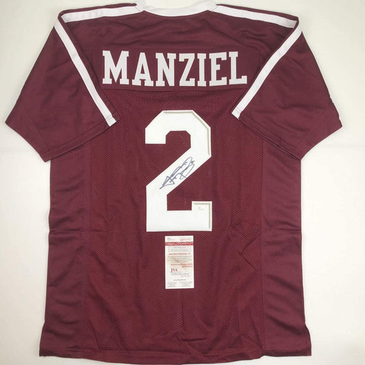 Autographed/Signed Johnny Manziel Texas A&M Maroon College Football Jersey JSA COA