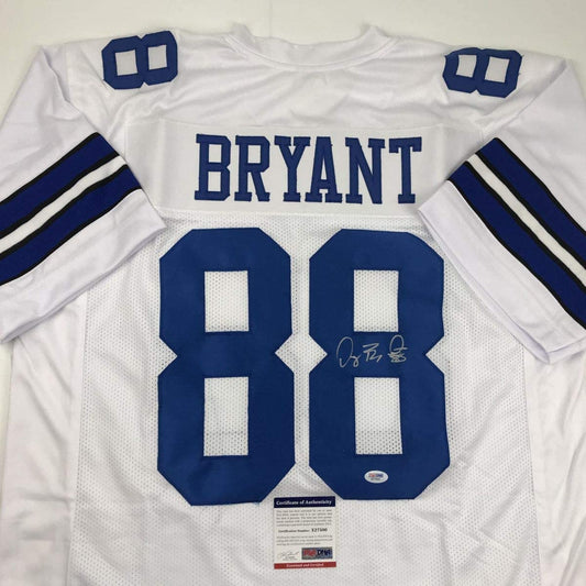 Autographed/Signed Dez Bryant Dallas White Football Jersey PSA/DNA COA