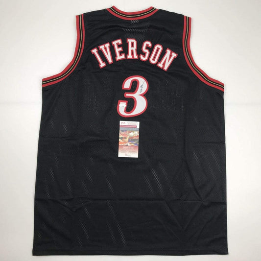 Autographed/Signed Allen Iverson Philadelphia Black Basketball Jersey JSA COA