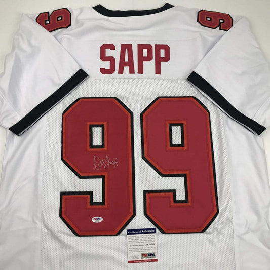Autographed/Signed Warren Sapp Tampa Bay White Football Jersey PSA/DNA COA