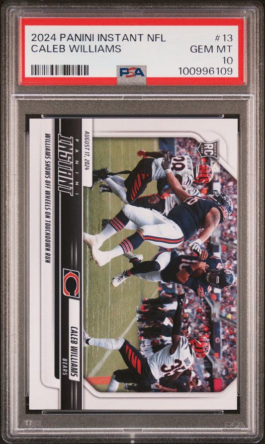 Graded 2024 Panini Instant NFL Caleb Williams #13 Rookie RC Football Card PSA 10 Gem Mint