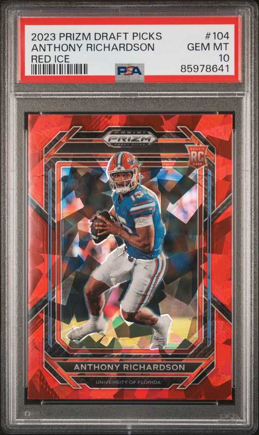 Graded 2023 Panini Prizm DP Anthony Richardson #104 Red Ice Rookie RC Football Card PSA 10 Gem Mint