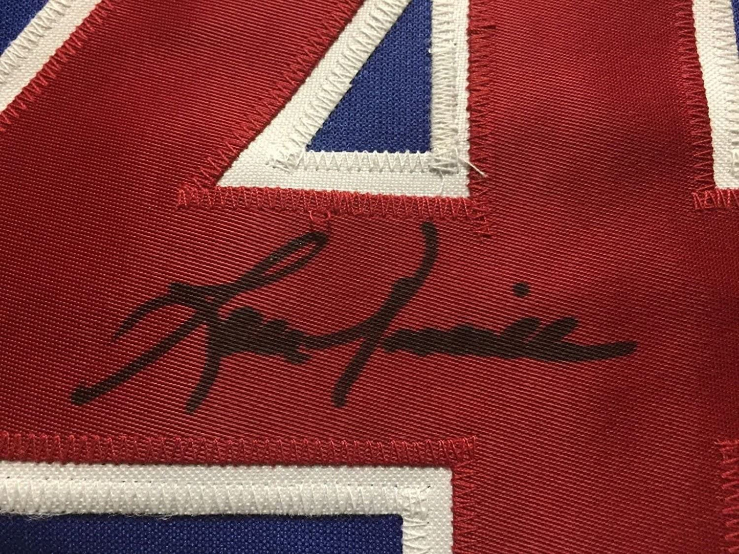 Framed Autographed/Signed Lou Piniella 35x39 Chicago Blue Baseball Jersey JSA COA