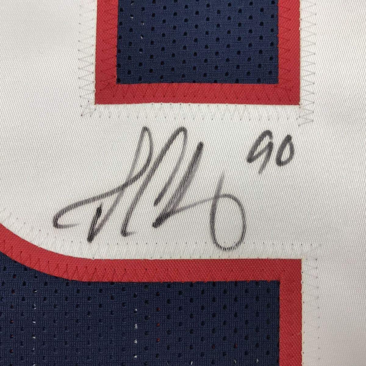 Framed Autographed/Signed Jadaveon Clowney 35x39 Houston Blue Football Jersey Beckett BAS COA