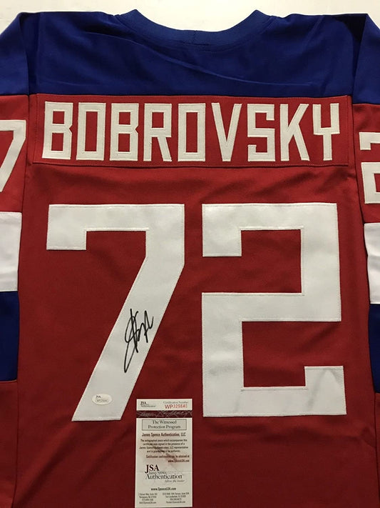 Autographed/Signed Sergei Bobrovsky Team Russia Olympics Red Hockey Jersey JSA COA