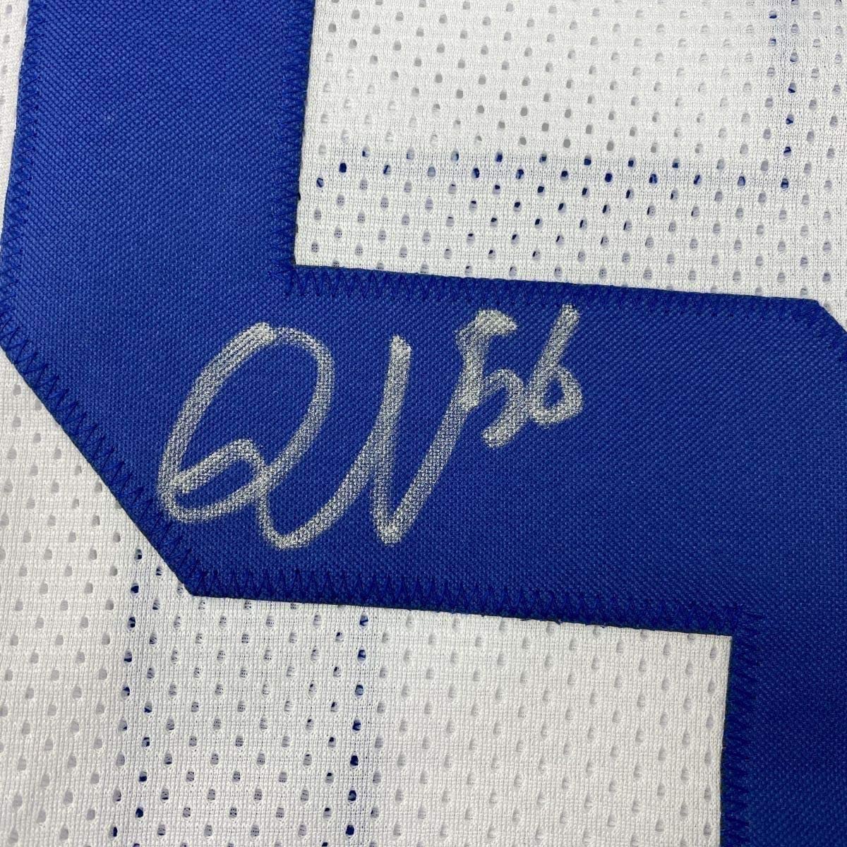 Framed Autographed/Signed Quenton Nelson 35x39 Indianapolis White Football Jersey JSA COA