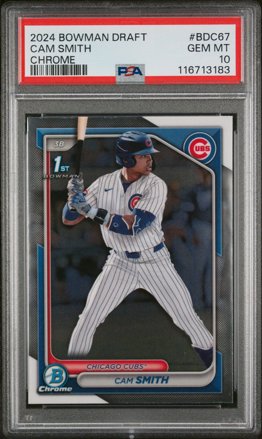 Graded 2024 Topps Bowman Draft Cam Smith #BDC67 Chrome Rookie RC Baseball Card PSA 10 Gem Mint