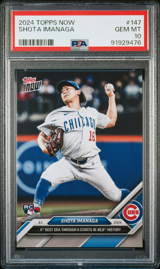 Graded 2024 Topps Now Shota Imanaga #147 Rookie RC Baseball Card PSA 10 Gem Mint