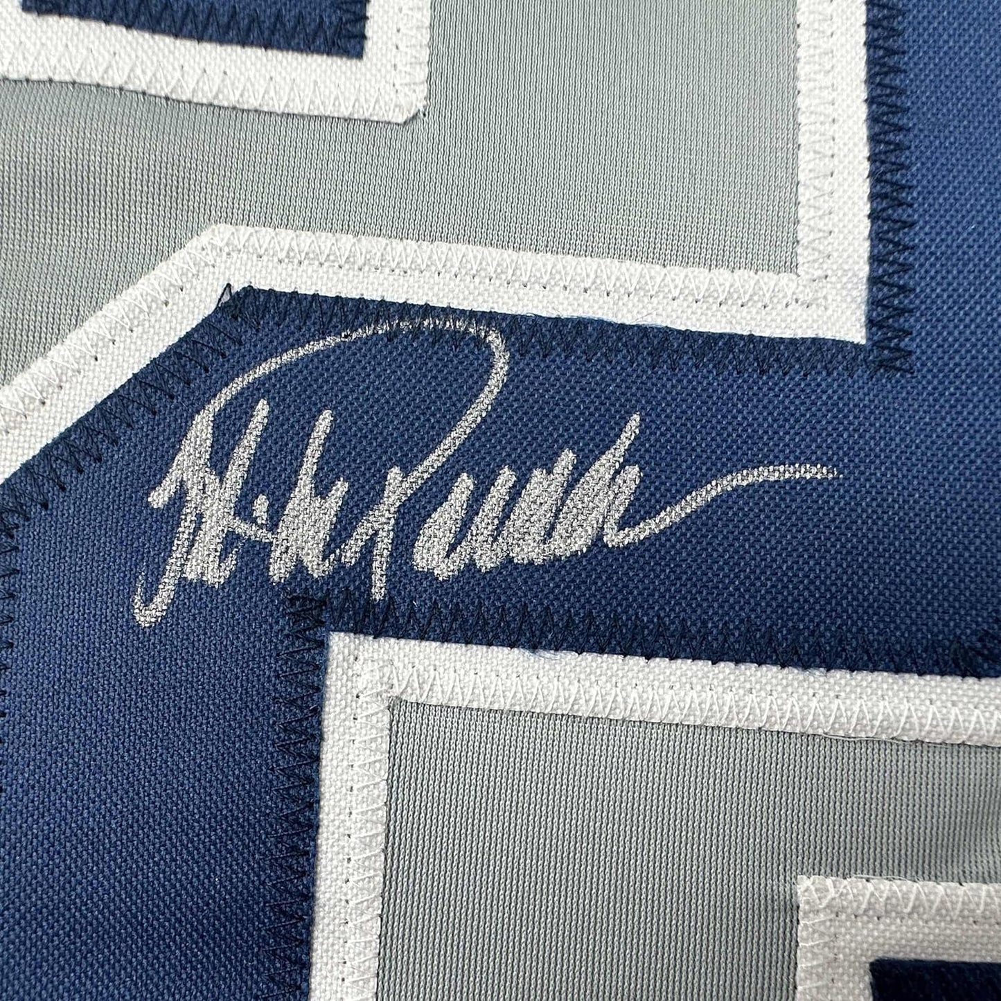 Framed Autographed/Signed Jorge Posada 35x39 New York Grey Baseball Jersey Beckett BAS COA