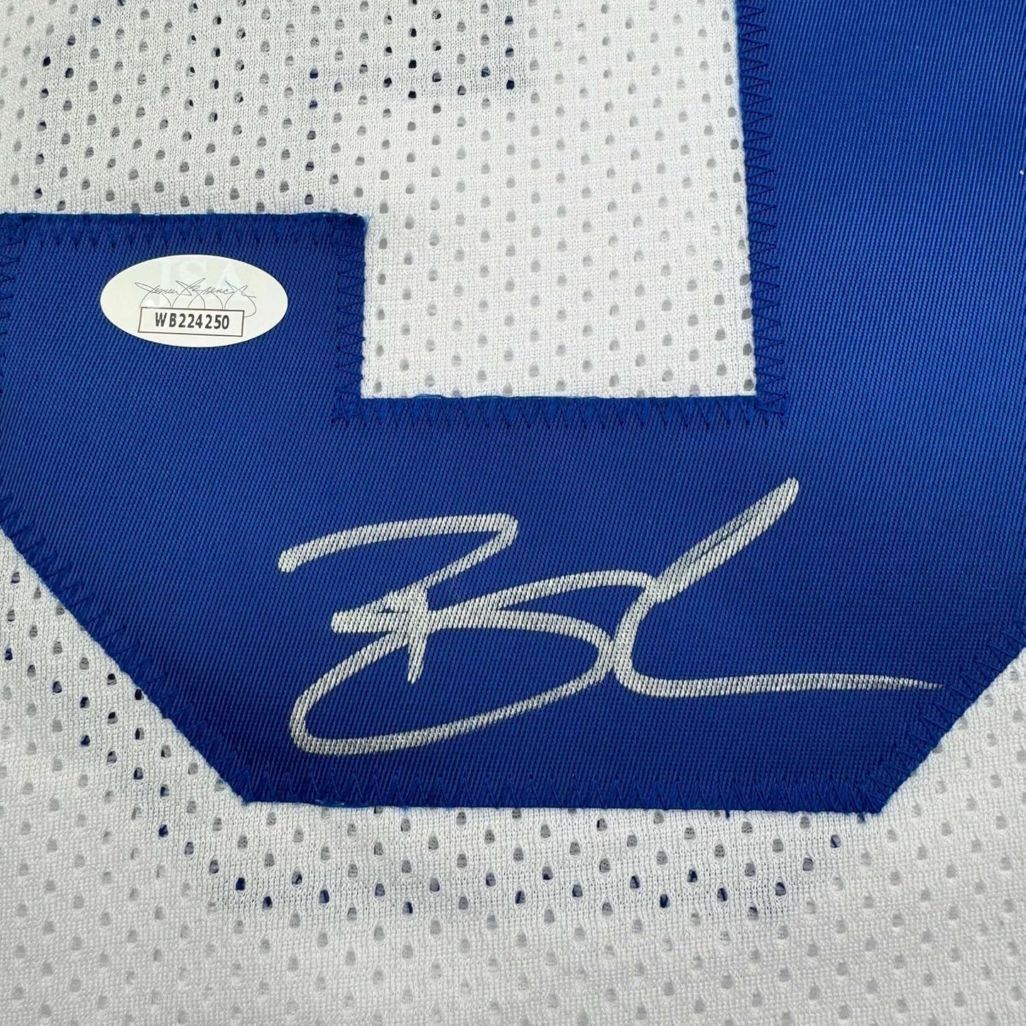 Framed Autographed/Signed Brandin Cooks 35x39 Dallas White Football Jersey JSA COA