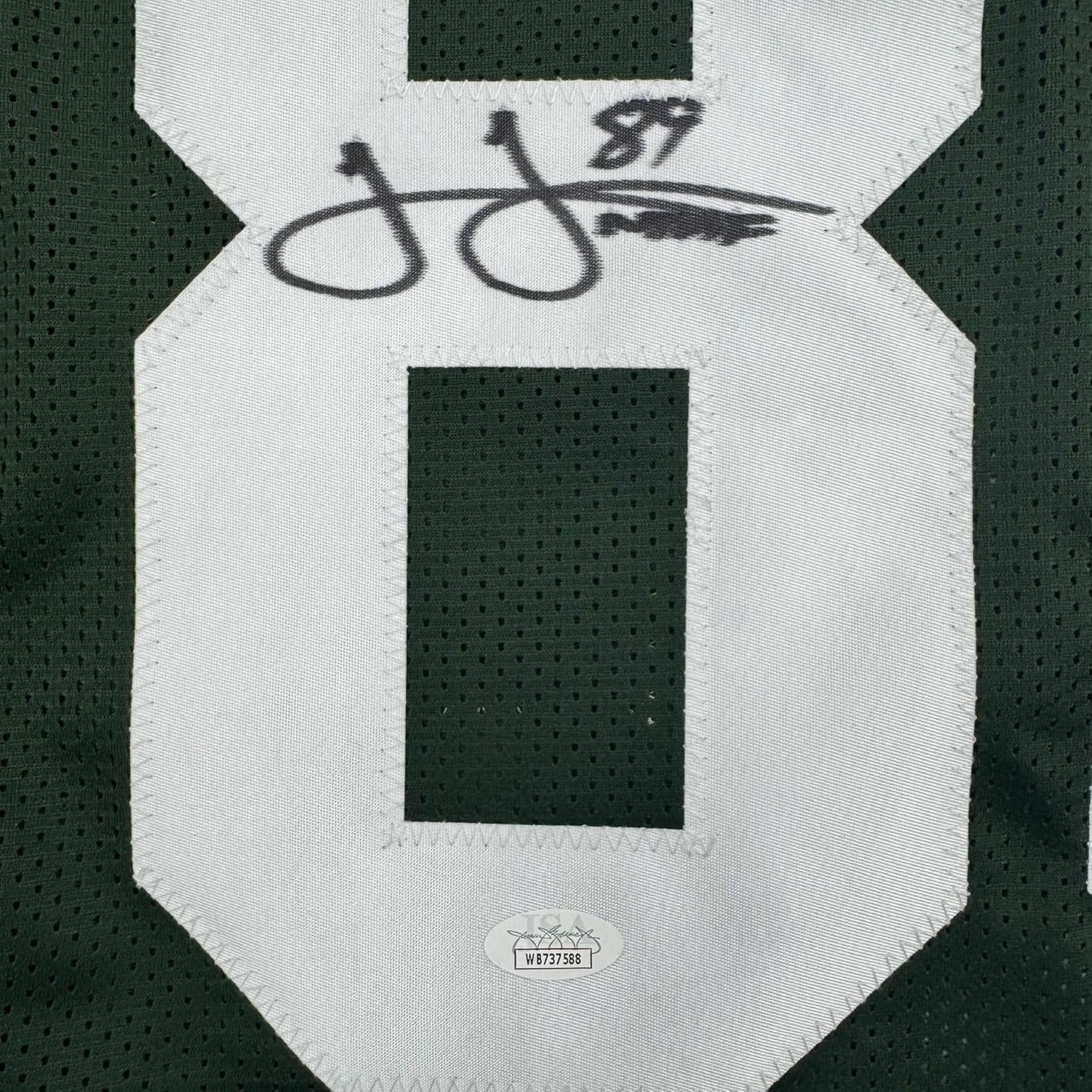 Framed Autographed/Signed James Jones 35x39 Green Bay Green Football Jersey JSA COA