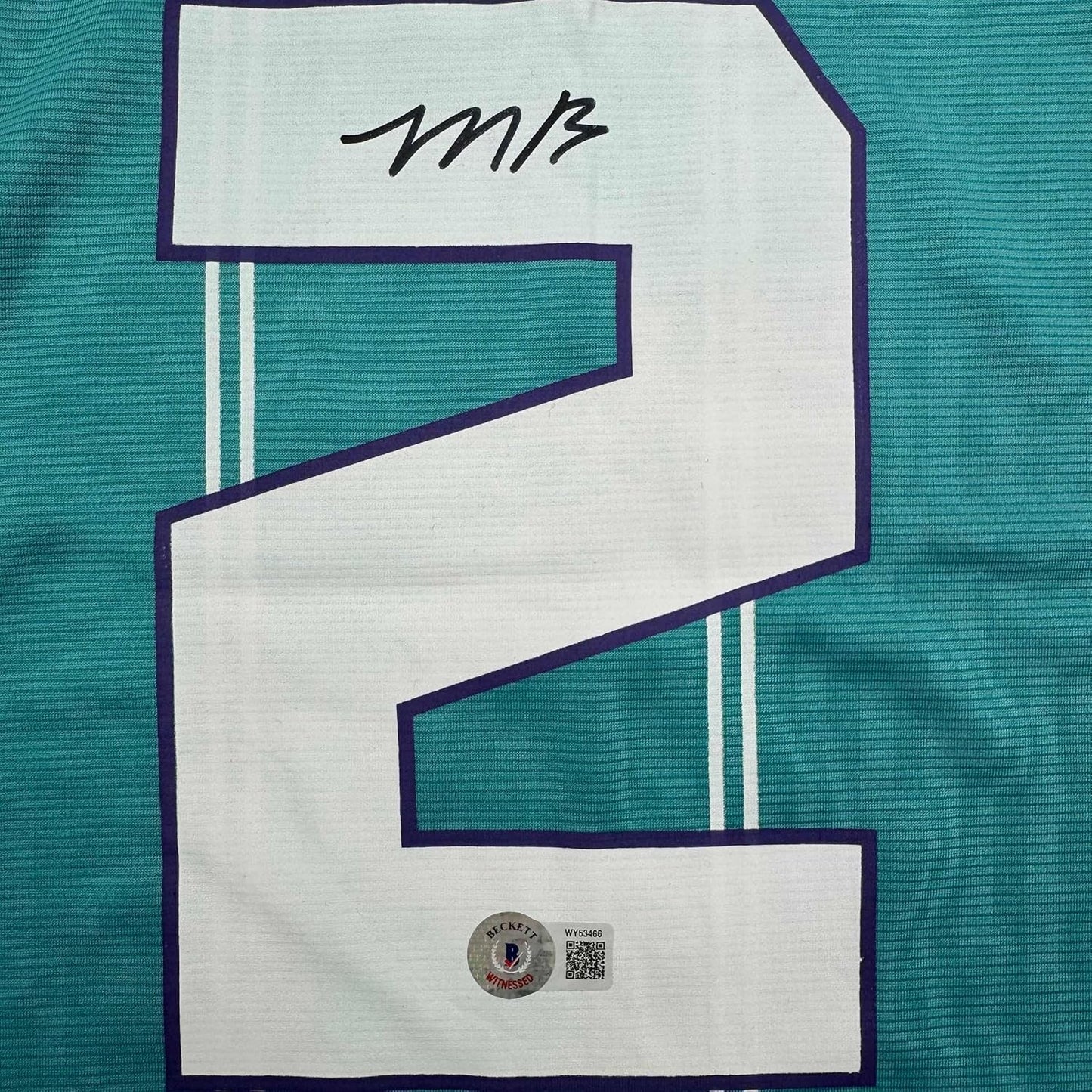 Framed Autographed/Signed LaMelo Ball #2 Rookie Basketball Jersey Charlotte Teal Beckett BAS COA