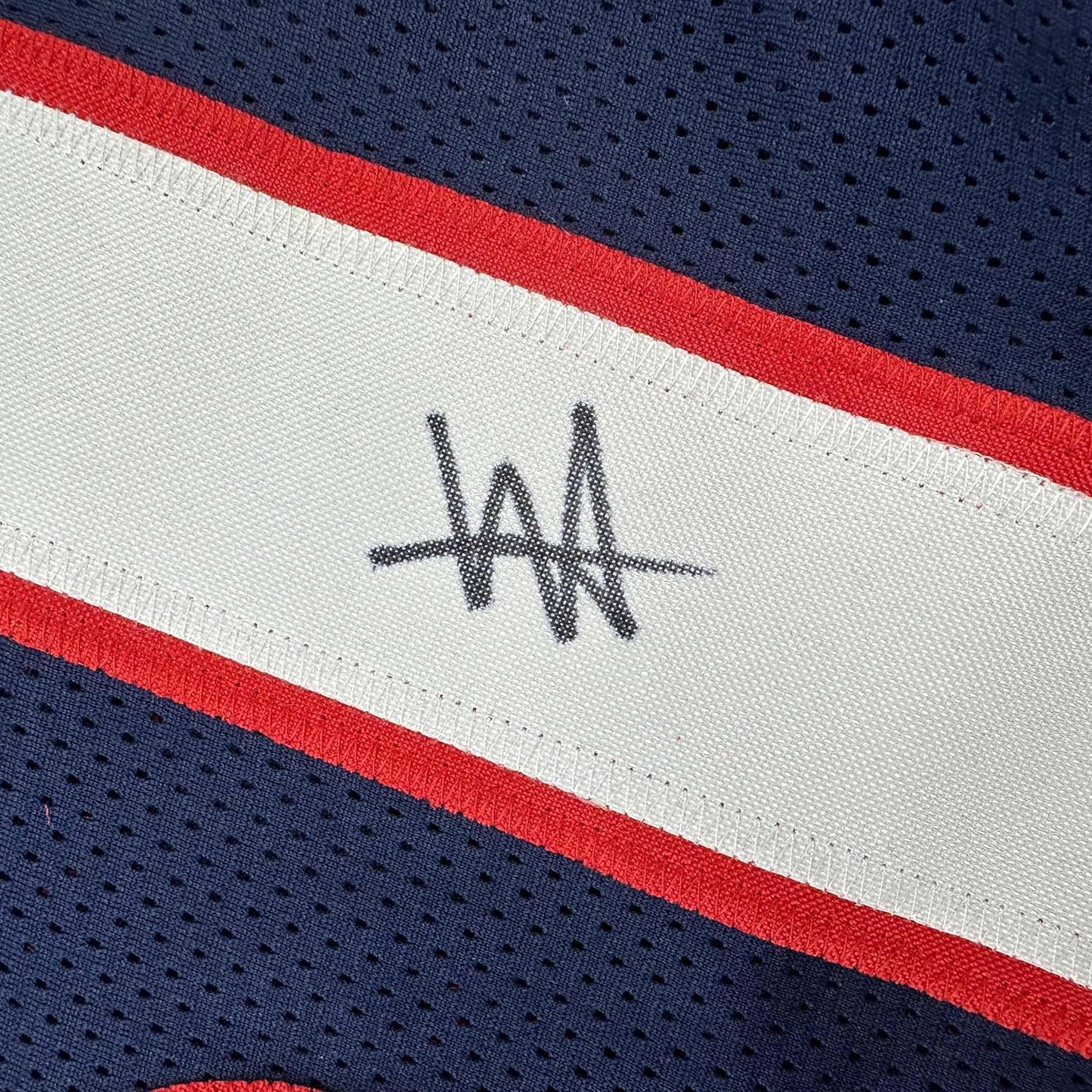 Framed Autographed/Signed Will Anderson Jr. 35x39 Houston Blue Football Jersey PSA/DNA COA