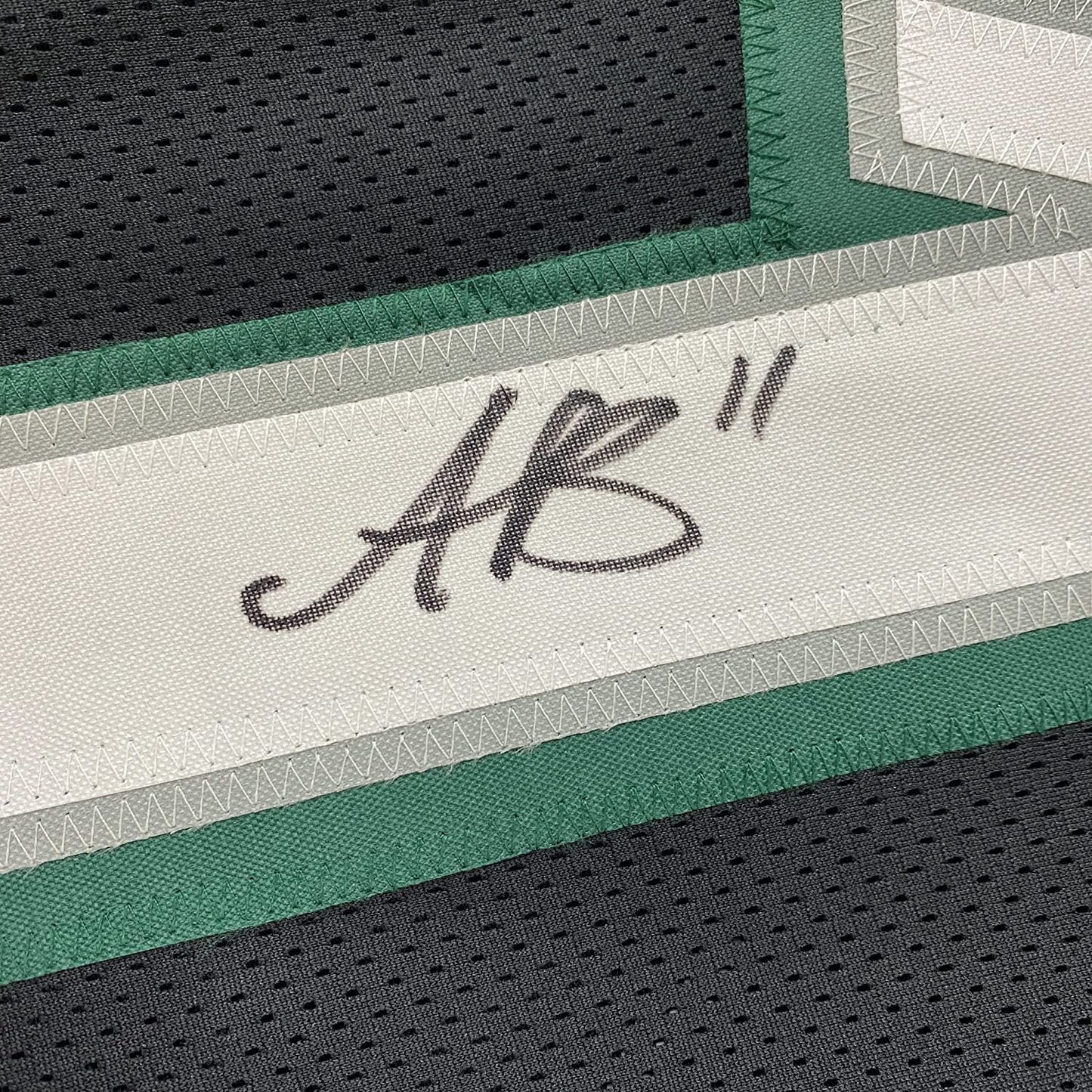 Framed Autographed/Signed AJ A.J. Brown 35x39 Philadelphia Black Football Jersey PSA/DNA COA
