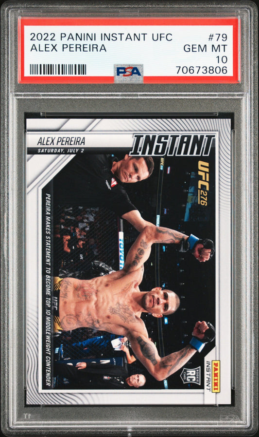 Graded 2022 Panini Instant UFC Alex Pereira #79 Rookie RC UFC MMA Card PSA 10 Gem Mint