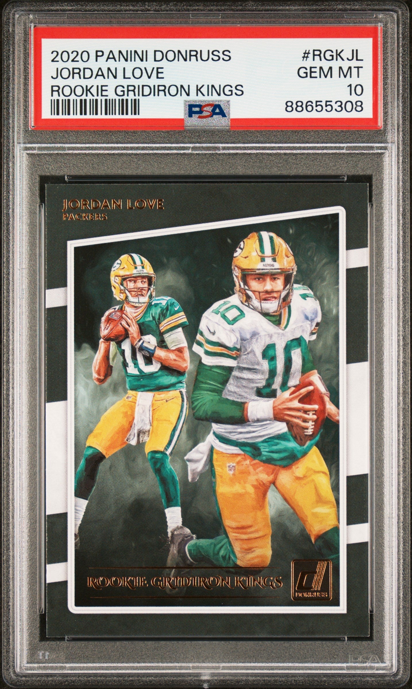Graded 2020 Panini Donruss Jordan Love #RGKJL Rookie Gridiron Kings Rookie RC Football Card PSA 10 Gem Mint