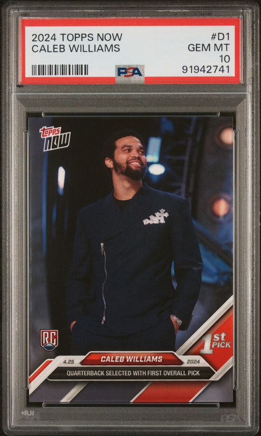 Graded 2024 Topps Now Caleb Williams #D1 Rookie RC Football Card PSA 10 Gem Mint