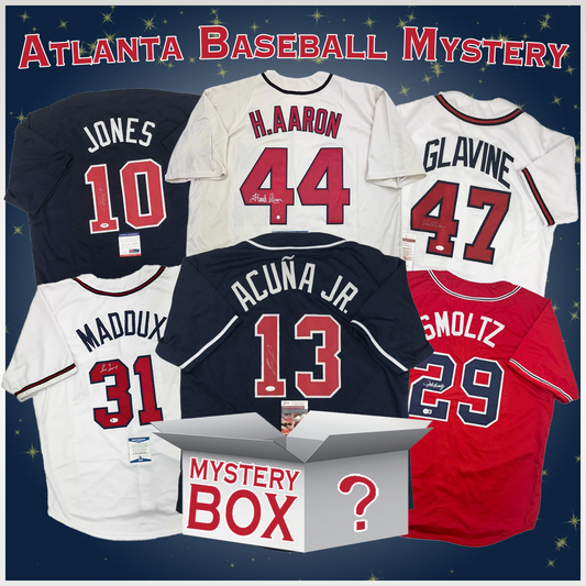 Autographed/Signed Atlanta Baseball Jersey Mystery Box with PSA JSA or Beckett COA