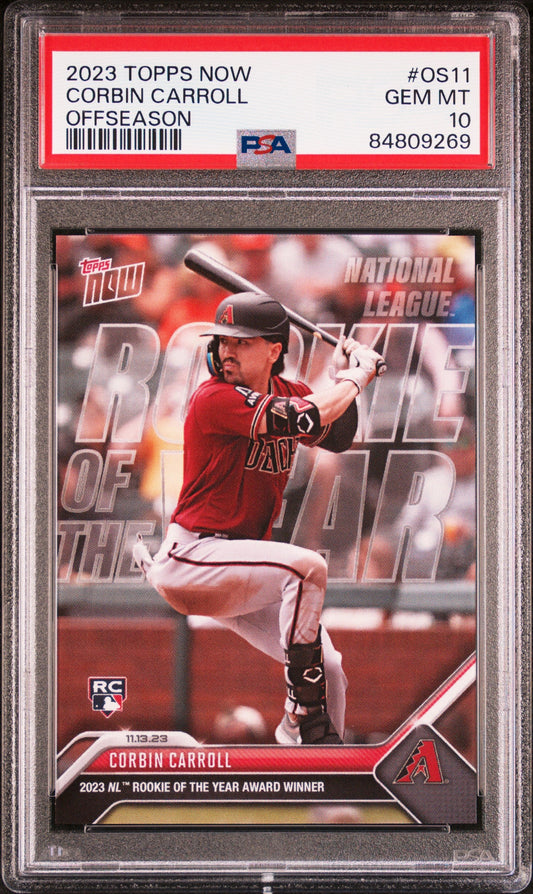 Graded 2023 Topps Now Corbin Carroll #OS11 Offseason Rookie RC Baseball Card PSA 10 Gem Mint