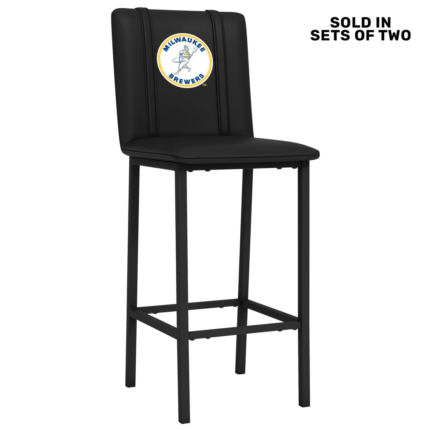 Bar Stool 500 with Milwaukee Brewers Cooperstown Primary Set of 2