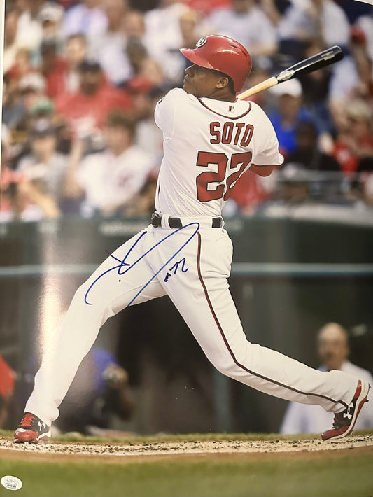 Juan Soto Autographed Washington Nationals 16x20 Photograph JSA COA