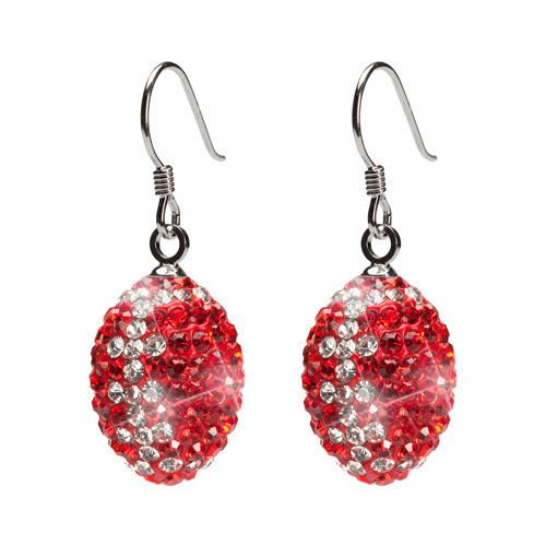 Red and Clear Crystal Football Charm Pendant Set