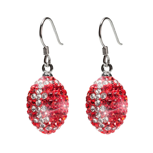 Red and Clear Crystal Football Earrings