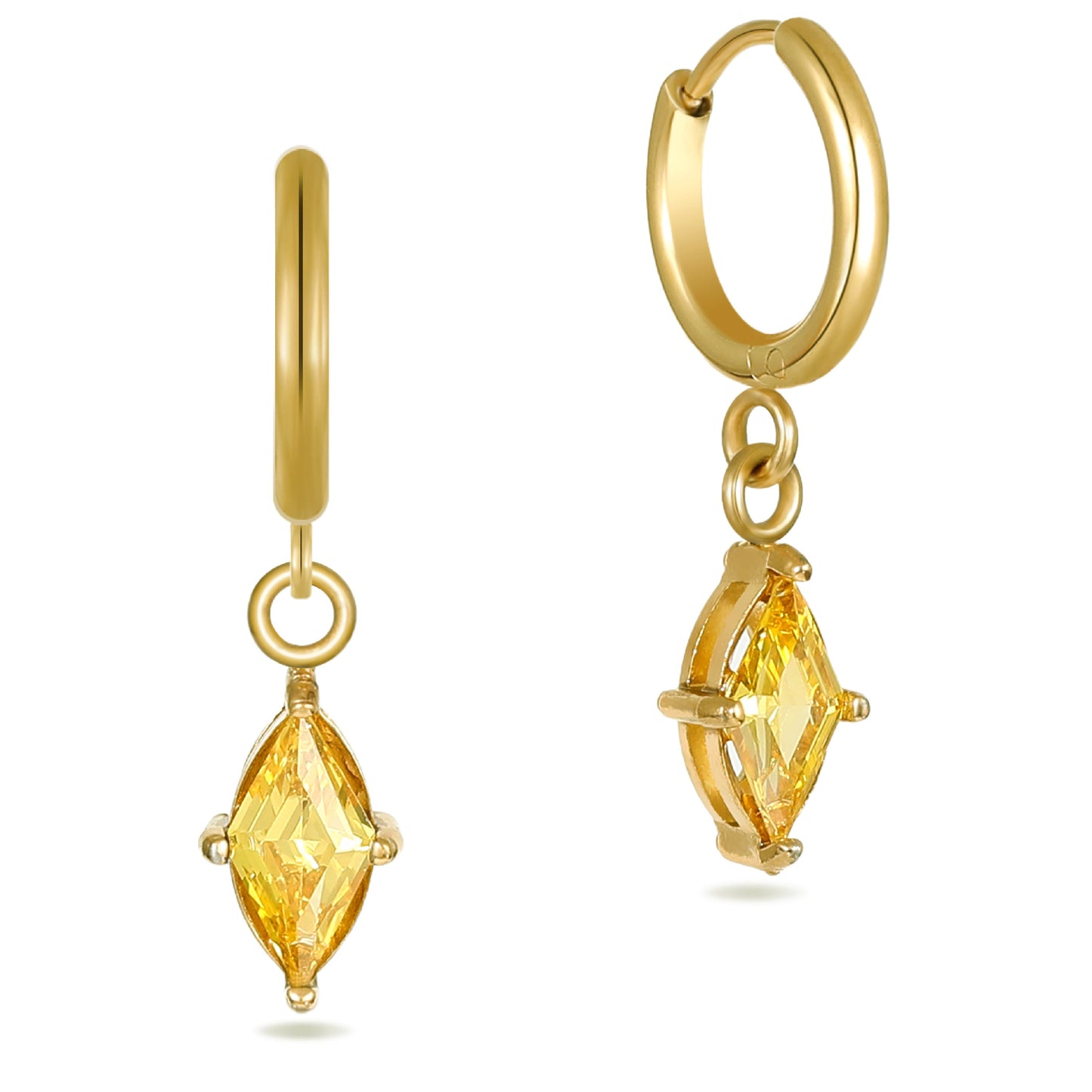 Gold Crystal Huggie Hoops