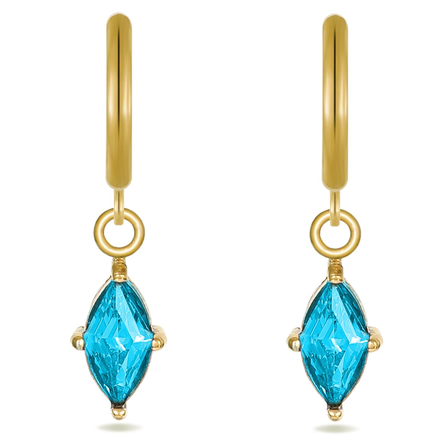 Turquoise Crystal Huggie Hoops