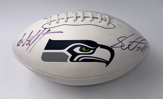 Shaquem Griffin & Shaquill Griffin Autographed Seahawks Logo Football JSA COA