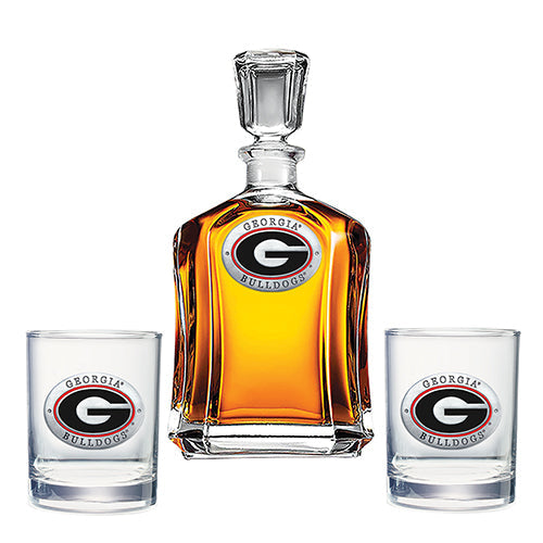 University of Georgia Capitol Decanter with 2 Glasses