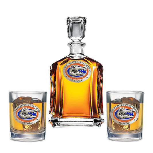 University of Florida Capitol Decanter with 2 Glasses