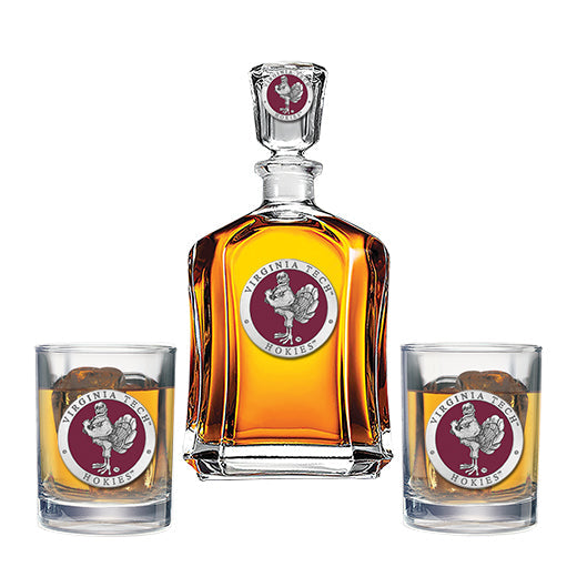 Virginia Tech University Hokies Capitol Decanter with 2 Glasses