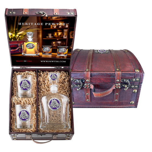 East Carolina University Capitol Decanter and 2 Glasses with Chest Box
