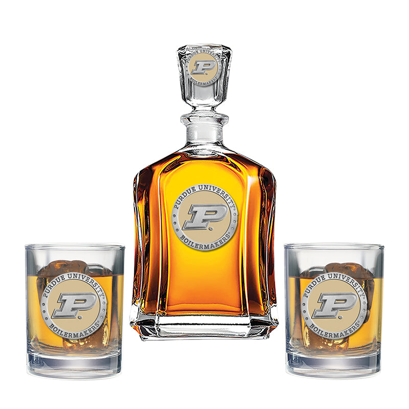 Purdue University Capitol Decanter with 2 Glasses
