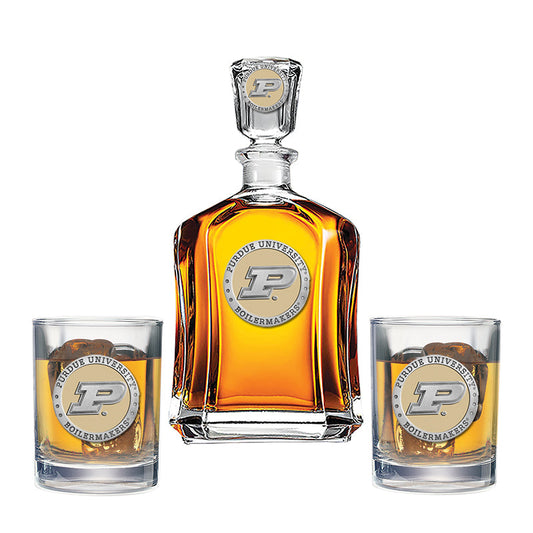 Purdue University Capitol Decanter with 2 Glasses
