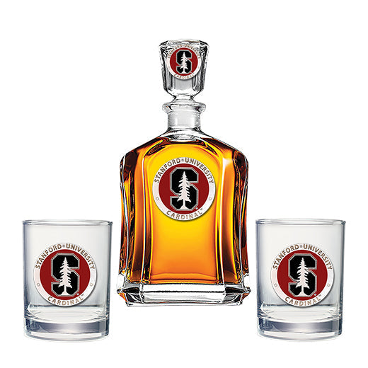 Stanford University Capitol Decanter with 2 Glasses