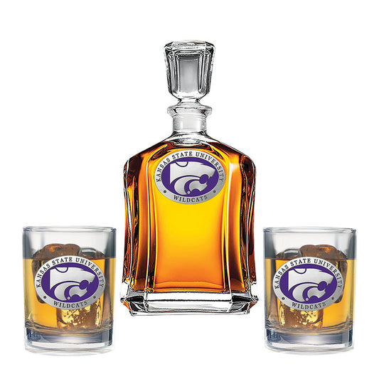 Kansas State University Decanter with 2 Glasses