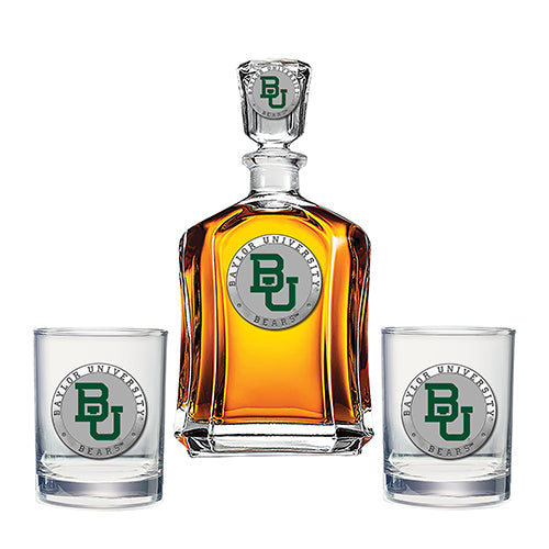 Baylor University Capitol Decanter with 2 Glasses