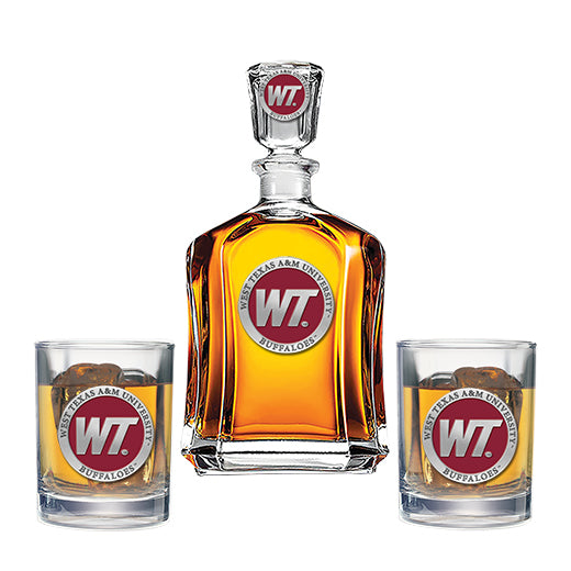 West Texas A&M University Capitol Decanter with 2 Glasses