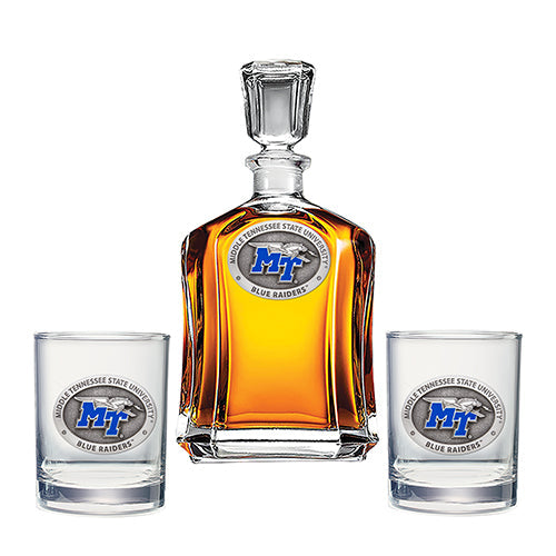 Middle Tennessee State University Capitol Decanter with 2 Glasses